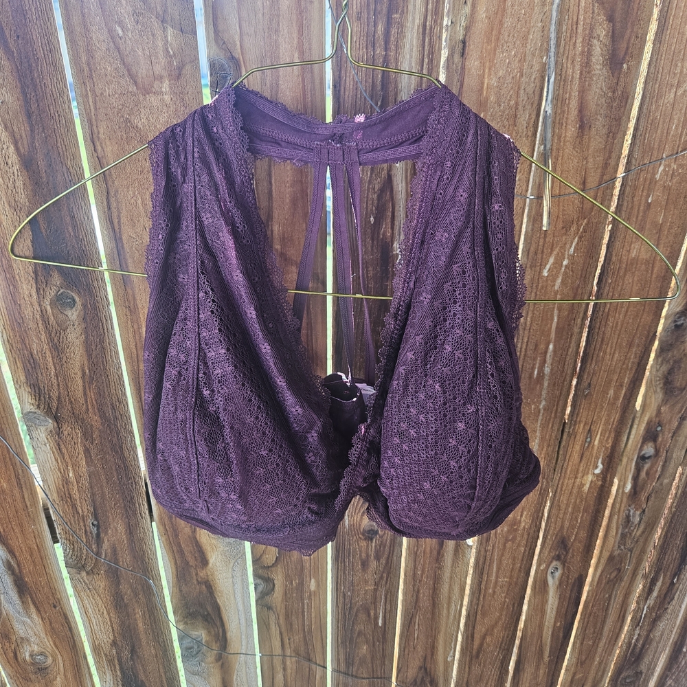 Maurices New With Tags Lace Purple Crop Razor Back Bralette Plus Size 3